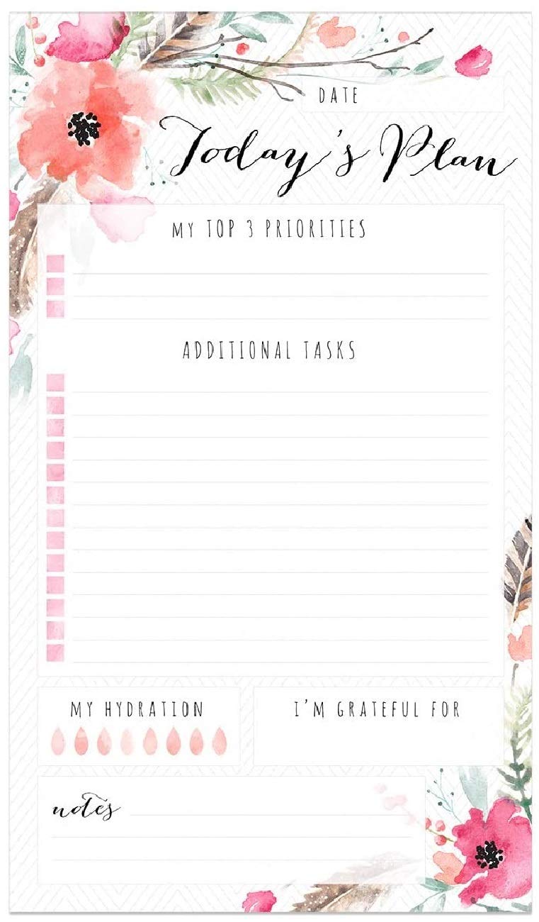 Canopy Street Boho Spirit Sticky Note Daily to-Do Planner / 50 Sticky Pages for Daily Tasks/Floral Note Scheduling / 6" x 10" Planner - Image 1